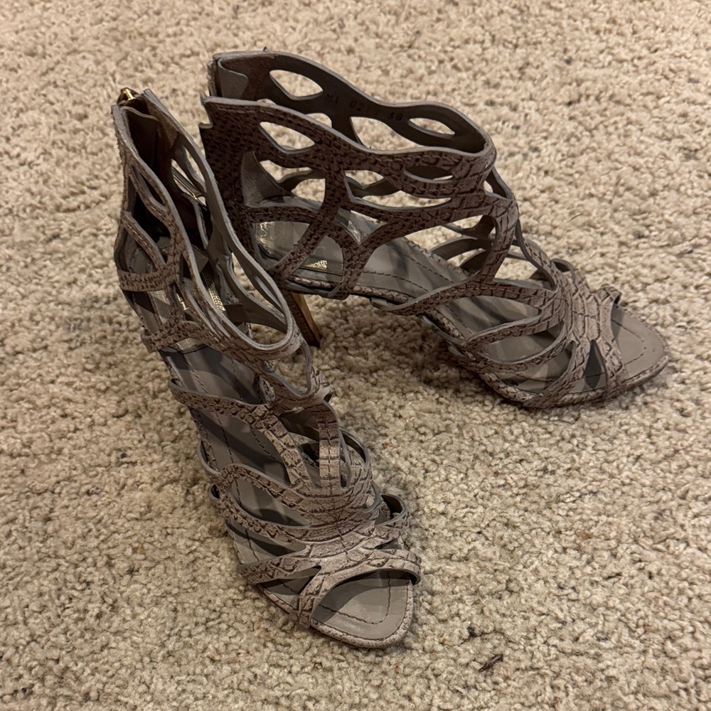 Dior Grey Python Embossed Paradis Cutout Sandals - image 3